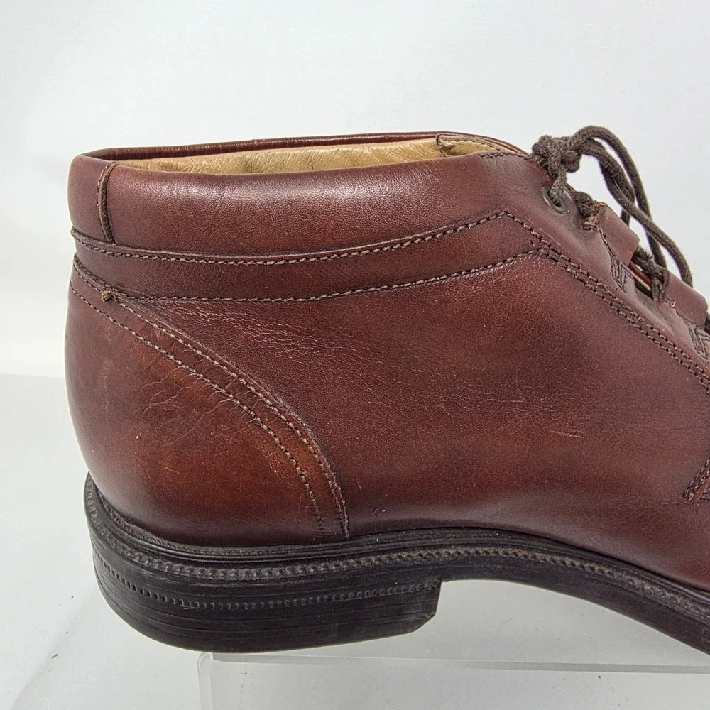 Bacco Bucci Chukka Boots Mens 10.5 Brown Leather Moc Toe Made in Italy Good